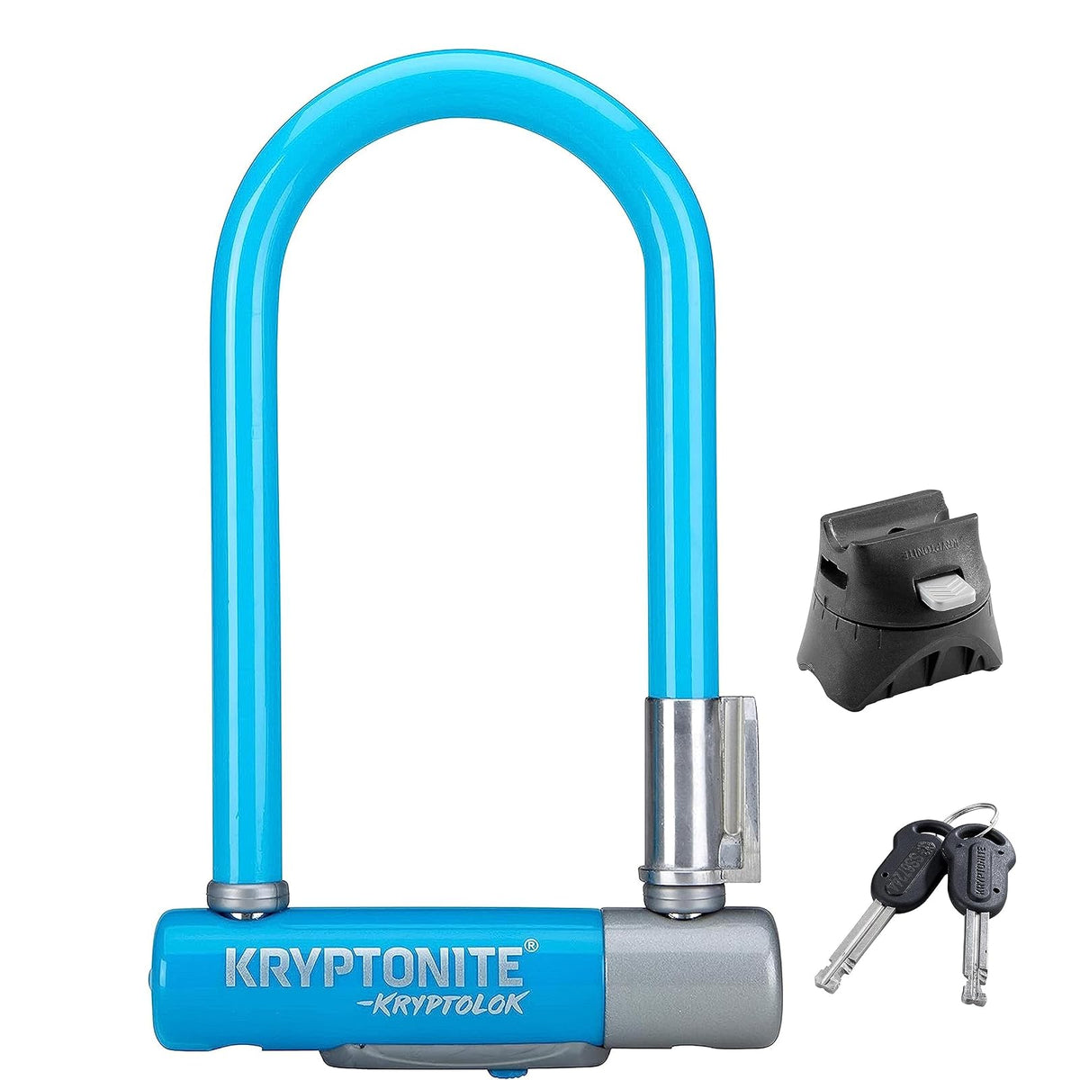 Kryptonite Kryptolok Mini-7 - Candado para bicicleta de 12,7 mm con soporte FlexFrame-U - Azul claro