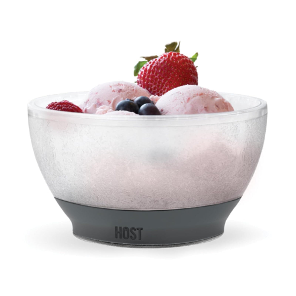 Host tazón para helado, enfriador de gel con aislamiento de doble pared, accesorio de cocina para postre, inmersión, cereales, con agarre de silicona cómodo, plástico, gris, 0,47 litros