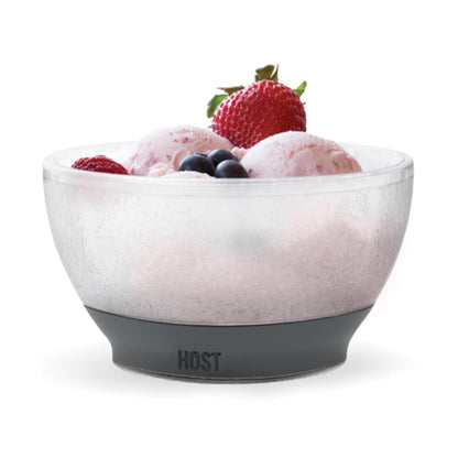 Host tazón para helado, enfriador de gel con aislamiento de doble pared, accesorio de cocina para postre, inmersión, cereales, con agarre de silicona cómodo, plástico, gris, 0,47 litros