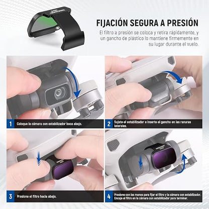 NEEWER ND Filter Set Compatible con dji Mini 4K/2 SE/SE/2/Mavic Mini (Paquete de 3), CPL/ND8/ND16 Filtros Densidad Neutra Cristal Óptico HD Multicapa Accesorios Lentes Cámara Drones, FL-C41