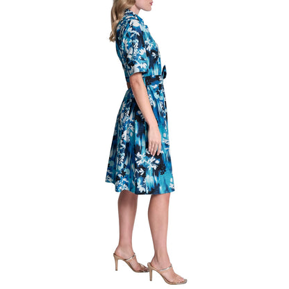 DKNY 3/4 Sleeve Collared Neck Cotton Poplin Shirt Dress Vestido Mujer
