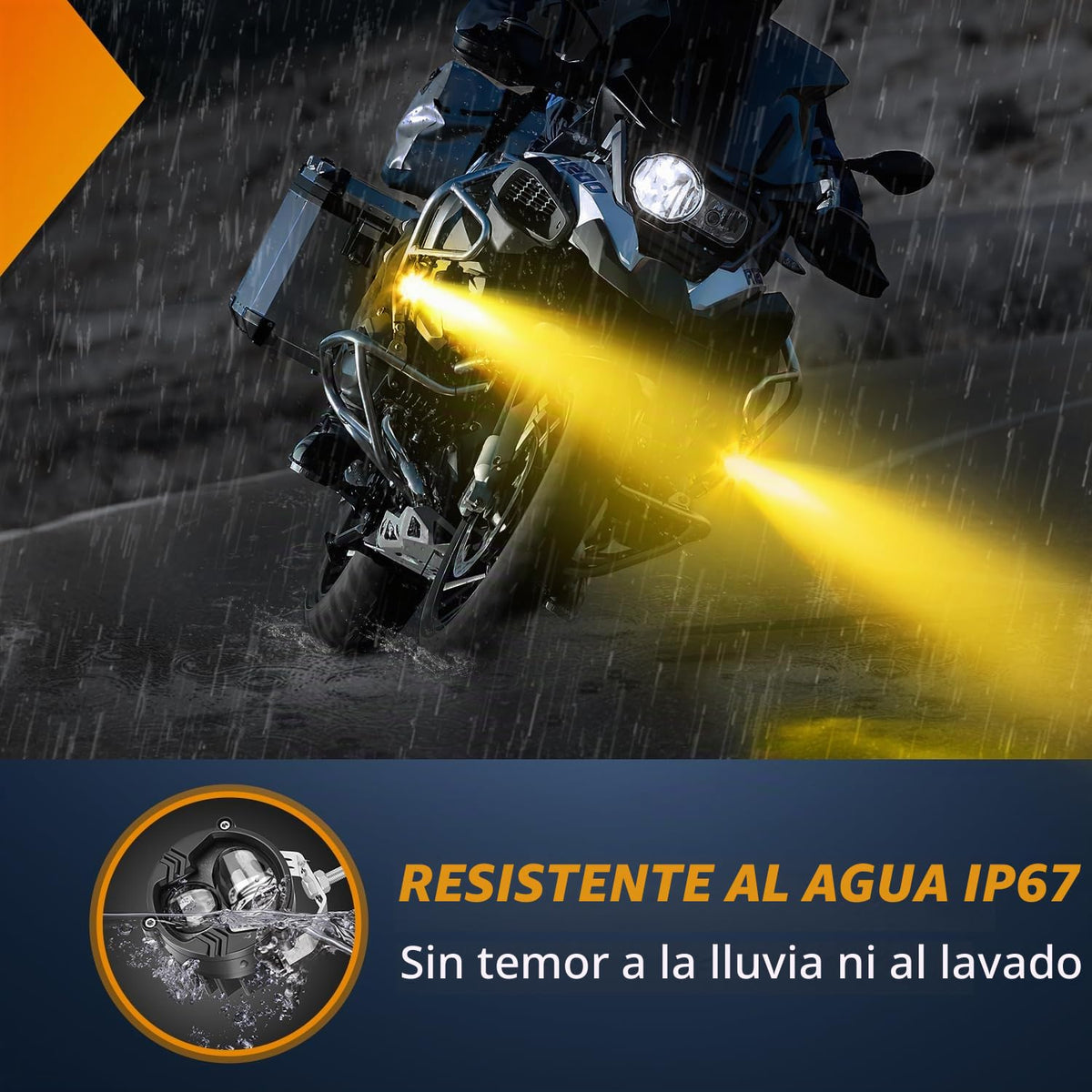 Nilight Luces LED para Motocicleta de 6.9 cm, Ámbar y Blanco, Antiniebla IP67 Impermeables, Auxiliares Todoterreno, 15058S-AW