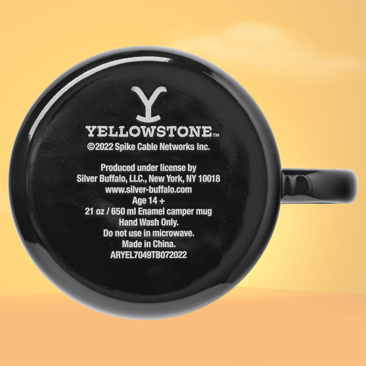 Silver Buffalo Yellowstone Dutton Ranch - Taza de campaña esmaltada, 21 onzas