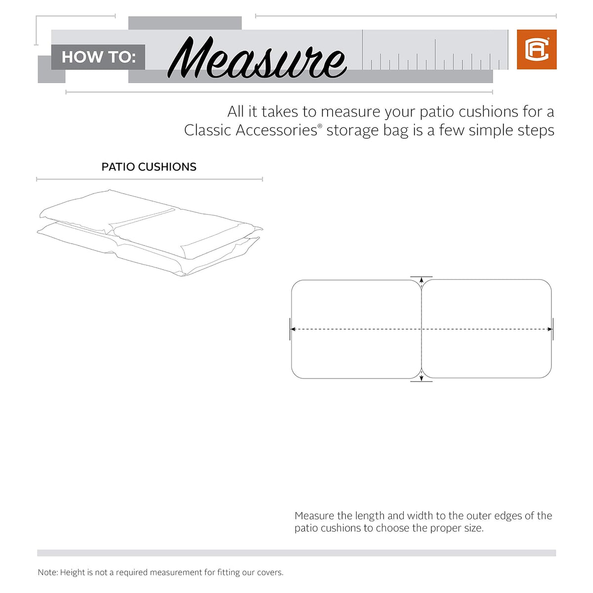 Classic Accessories Veranda - Bolsa de Almacenamiento para cojín y Funda de Patio, Resistente al Agua, 60 Pulgadas, Fundas para Muebles de Patio