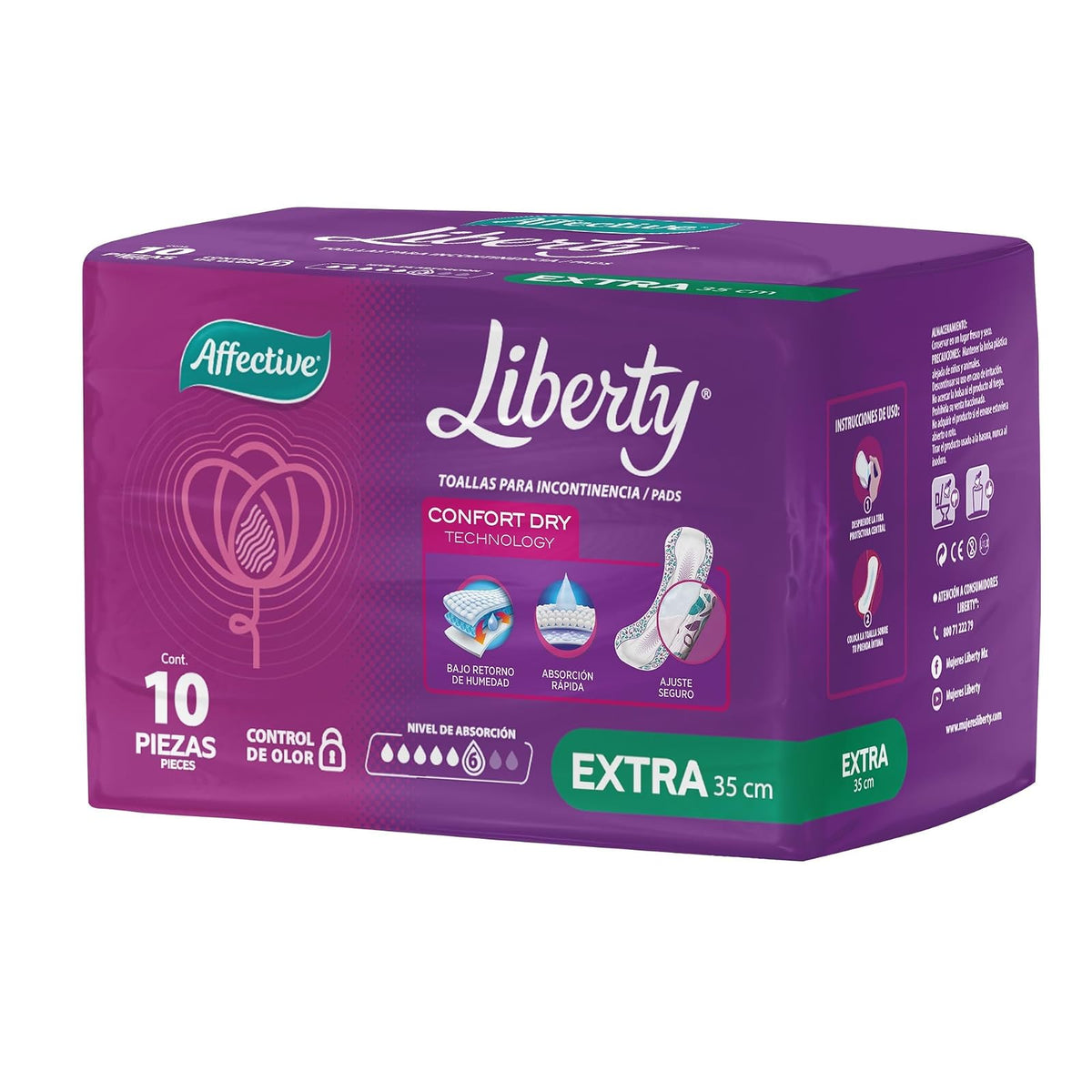 Affective Liberty Extra Toallas para Incontinencia Femenina, Talla Extra, 120 Piezas