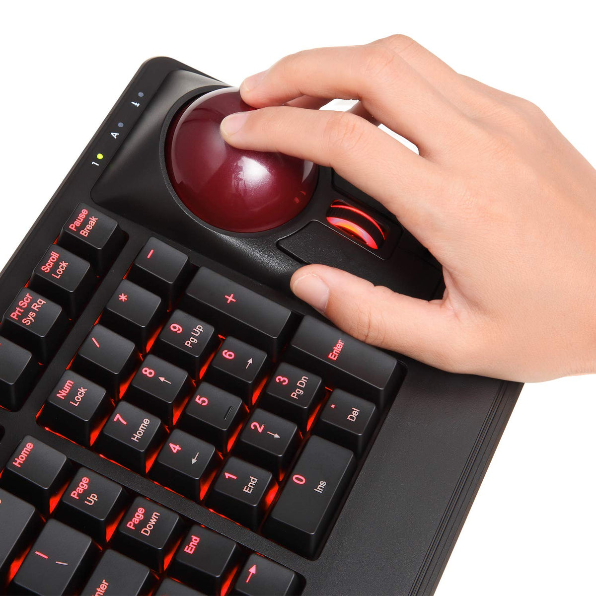 Perixx Periboard-322 Teclado mecánico con Cable con 2 hubs, Trackball Grande de 2.17 Pulgadas, diseño retroiluminado RGB, diseño de inglés Estadounidense (PB-322BUS-11577)