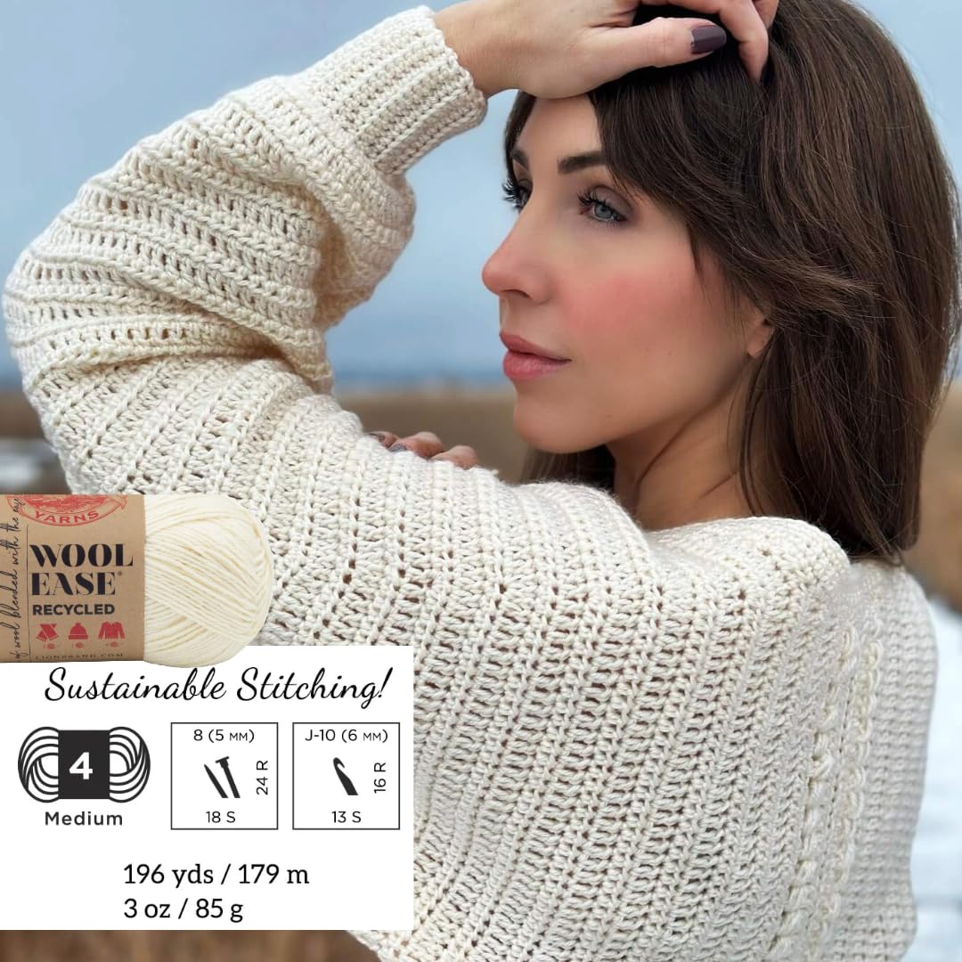 Lion Brand Yarn Wool-Ease - Hilo reciclado, color azul real