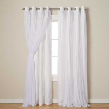 Exclusive Home Cortinas Talia con Ojales, Doble Capa - Blanco Winter - 132.1An x 243.8Al cm (2 Paneles)