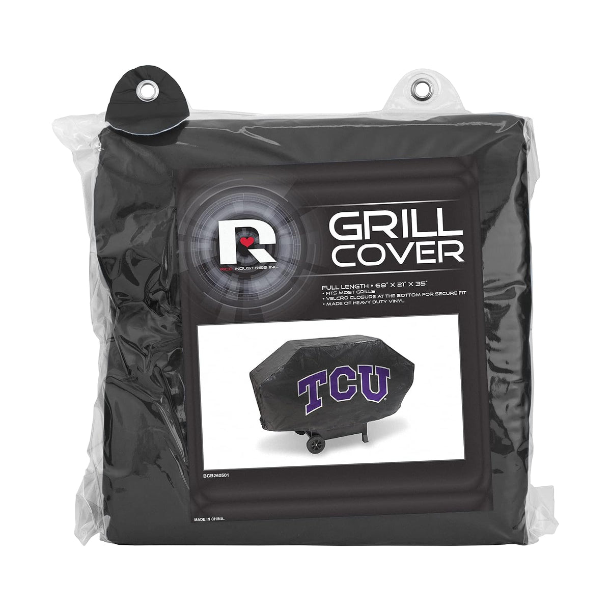 Rico Industries NCAA Texas Longhorns - Cubierta de Parrilla de Vinilo de Lujo para Parrilla de Lujo, 68 Pulgadas de Ancho, Resistente, con Cierre de Velcro