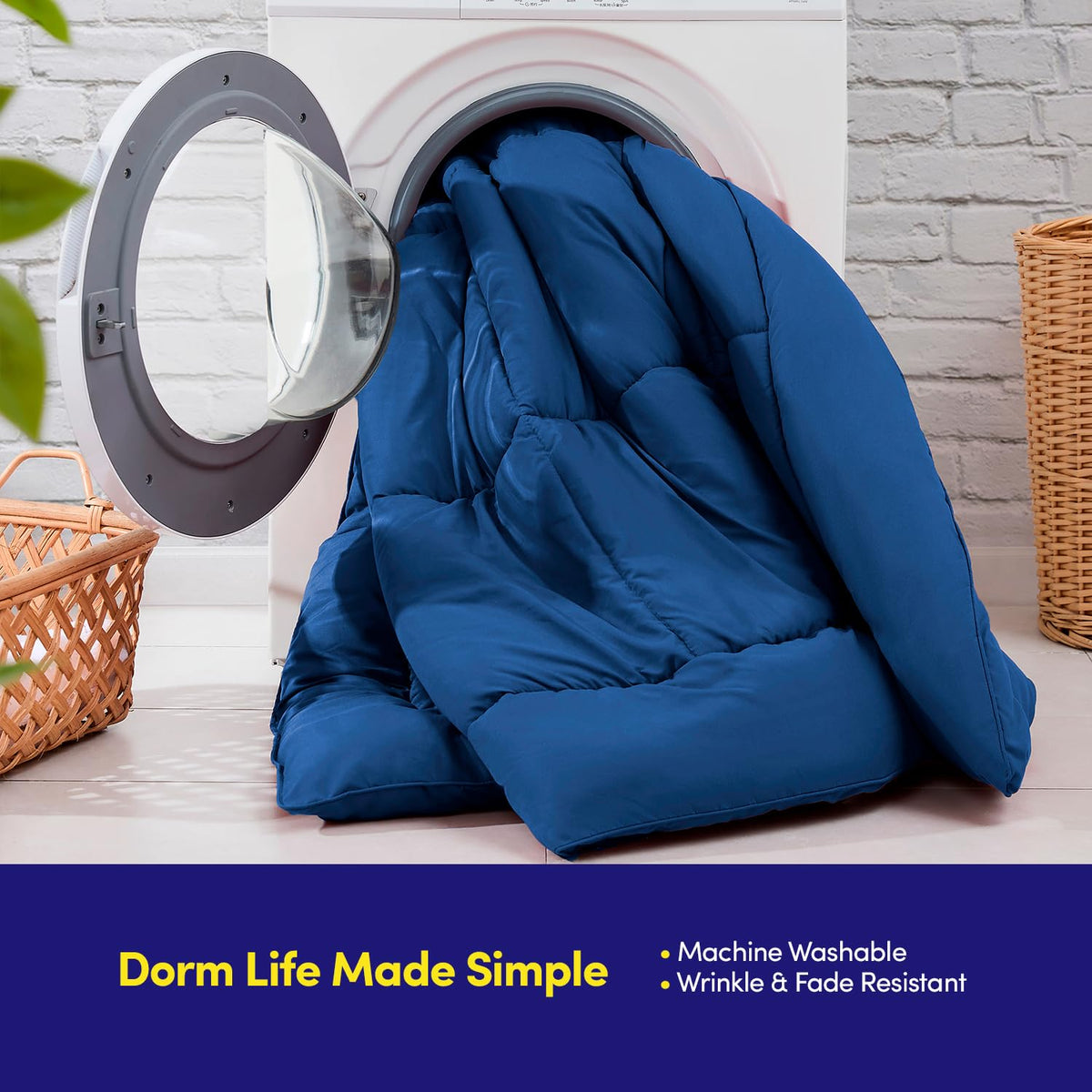 Sweet Home Collection recámara Room Essentials - Juego de edredón de 5 Piezas para Cama Individual en una Bolsa para Estudiantes universitarios, niños y niñas, Individual, Color Azul Real