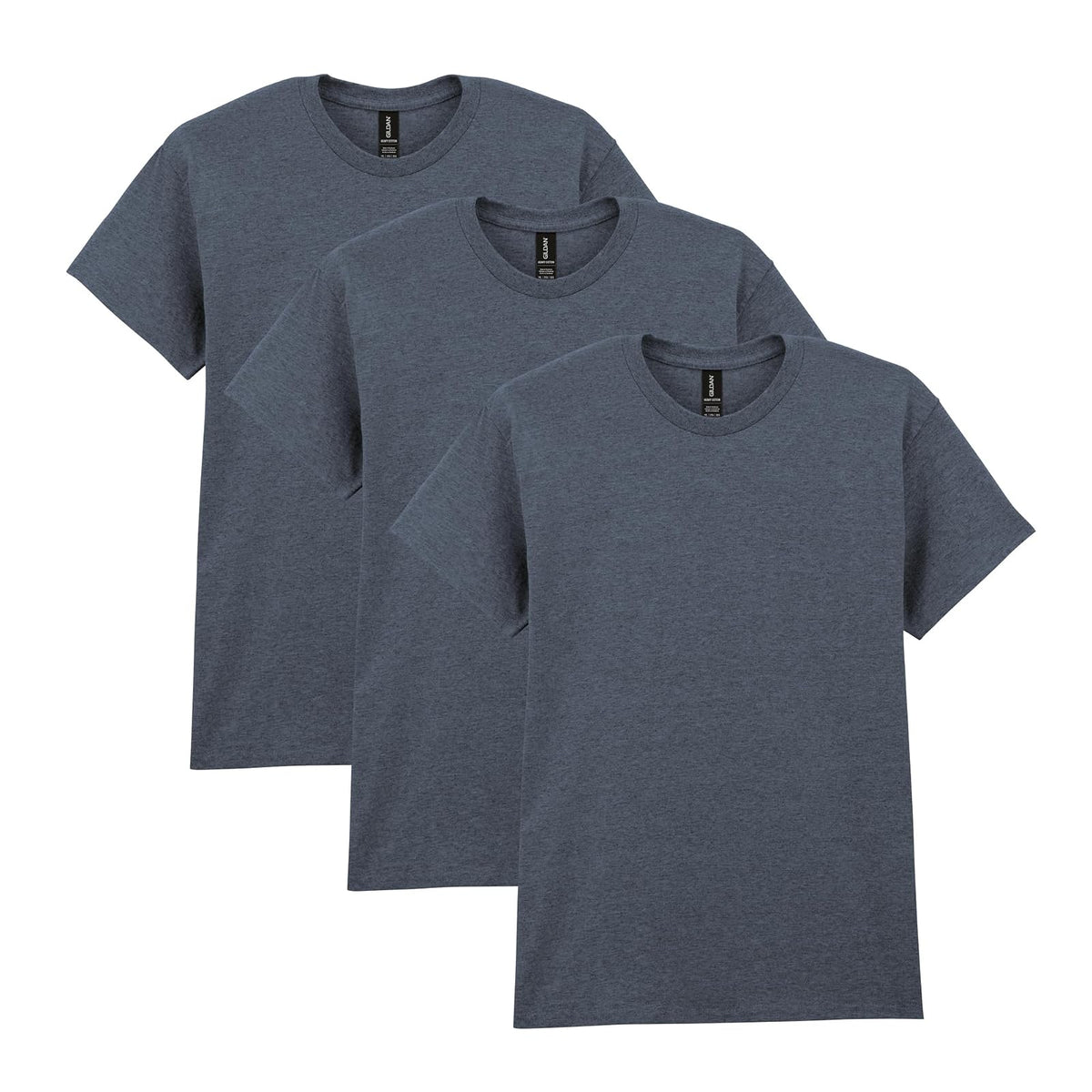 Gildan G5000 Camiseta de Algodón Pesado para Hombre - 3 - Heather Navy (paquete de 3) - XXL
