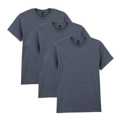Gildan G5000 Camiseta de Algodón Pesado para Hombre - 3 - Heather Navy (paquete de 3) - XXL
