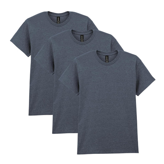 Gildan G5000 Camiseta de Algodón Pesado para Hombre - 3 - Heather Navy (paquete de 3) - XXL