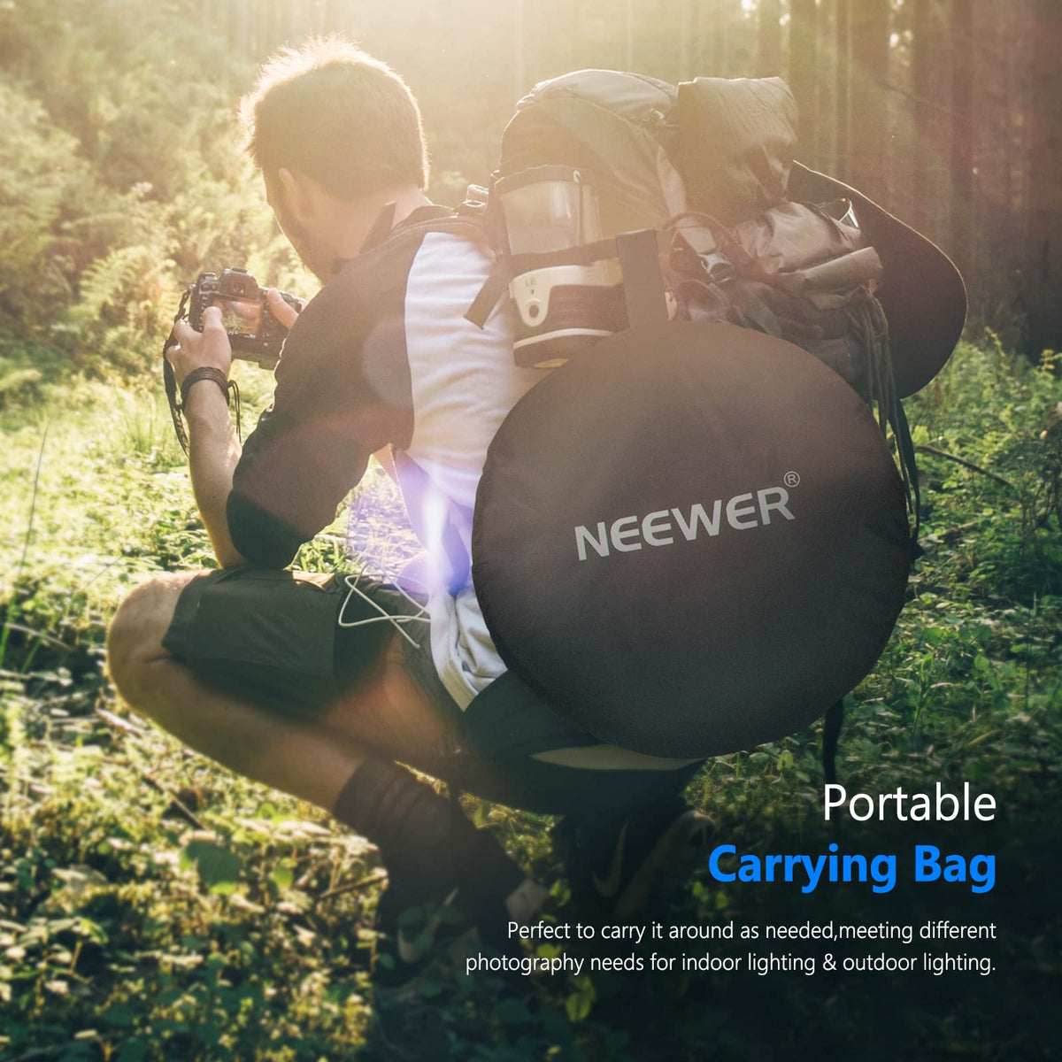 NEEWER 40"x60"/100x150cm Light Reflectors para Fotografía | 5 in 1 Plegable Multi Disc con Bolsa, Translucent, Plateado, Dorado, Negro, Blanco Difusor, para Studio, Iluminación Exterior