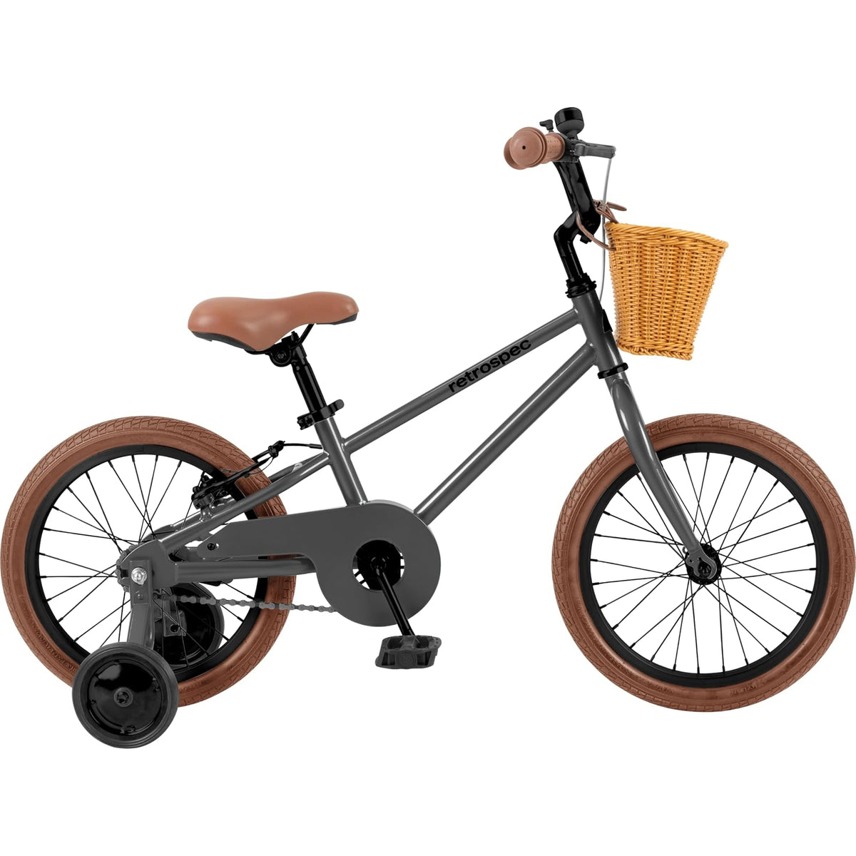 Retrospec Beaumont Mini Bicicleta Infantil de 16 Pulgadas para niños de 4 a 6 años con neumáticos de amortiguación, Frenos en V, Ruedas de Entrenamiento, Cesta y Campana para niños y niñas