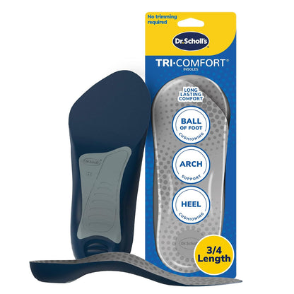 Dr. Scholl's TRI-COMFORT Plantillas // Comodidad para talón, arco y bola de pie con amortiguación específica y soporte de arco (para hombres 8-12, también disponible para mujeres 6-10)