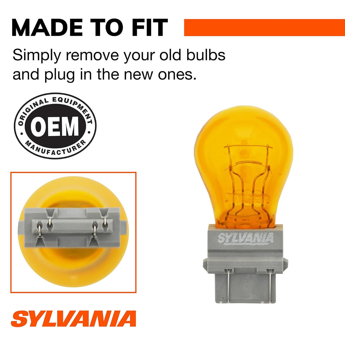 SYLVANIA - 4157NA Miniatura de larga vida - foco ámbar, ideal para estacionamiento, marcador lateral y aplicaciones de señal de giro (contiene 2 bombillas)