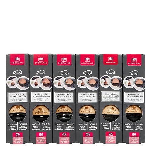 Cristalinas Ambientador de Auto 6 Pack Aroma Sándalo Fórmula sin Alcohol