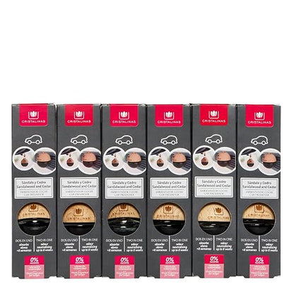Cristalinas Ambientador de Auto 6 Pack Aroma Sándalo Fórmula sin Alcohol
