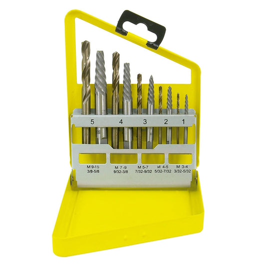 Surtek 107044 Juego de extractor para tornillos con brocas, 10 piezas