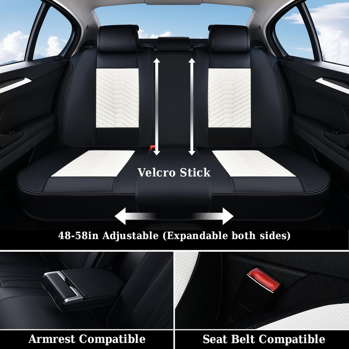 Coverado Fundas de Asiento de Piel, Juego Completo de Fundas de Asiento de Automóvil, Funda de Asiento de Automóvil de Piel de napa Impermeable, Protectores de Asiento de Automóvil, 5 Asientos, Fundas de Asiento