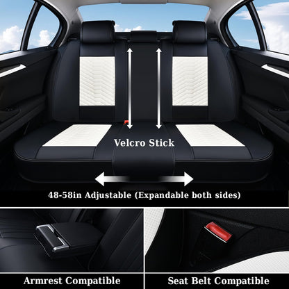 Coverado Fundas de Asiento de Piel, Juego Completo de Fundas de Asiento de Automóvil, Funda de Asiento de Automóvil de Piel de napa Impermeable, Protectores de Asiento de Automóvil, 5 Asientos, Fundas de Asiento