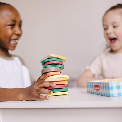 Melissa & Doug Juego para Hacer Sándwiches, Comida de Juguete, Juguete de Madera, Juego de Imitación (16 Piezas)
