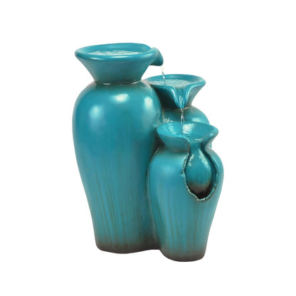 Alpine Corporation 21" Tall Turquoise Fountain Pot Decoration