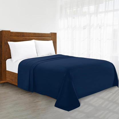 Elegant Comfort Sábana Plana de Microfibra de Lujo - Twin - Twin XL - Azul marino