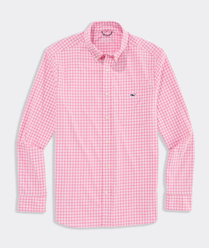 Vineyard Vines - Camisa de Rendimiento para Mujer con diseño de tiburón limón y Guinga, Bebida Rosa