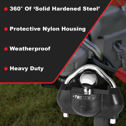 Trimax UMAX100 Premium Universal 'Solid Hardened Steel' Trailer Lock (fits All couplers)
