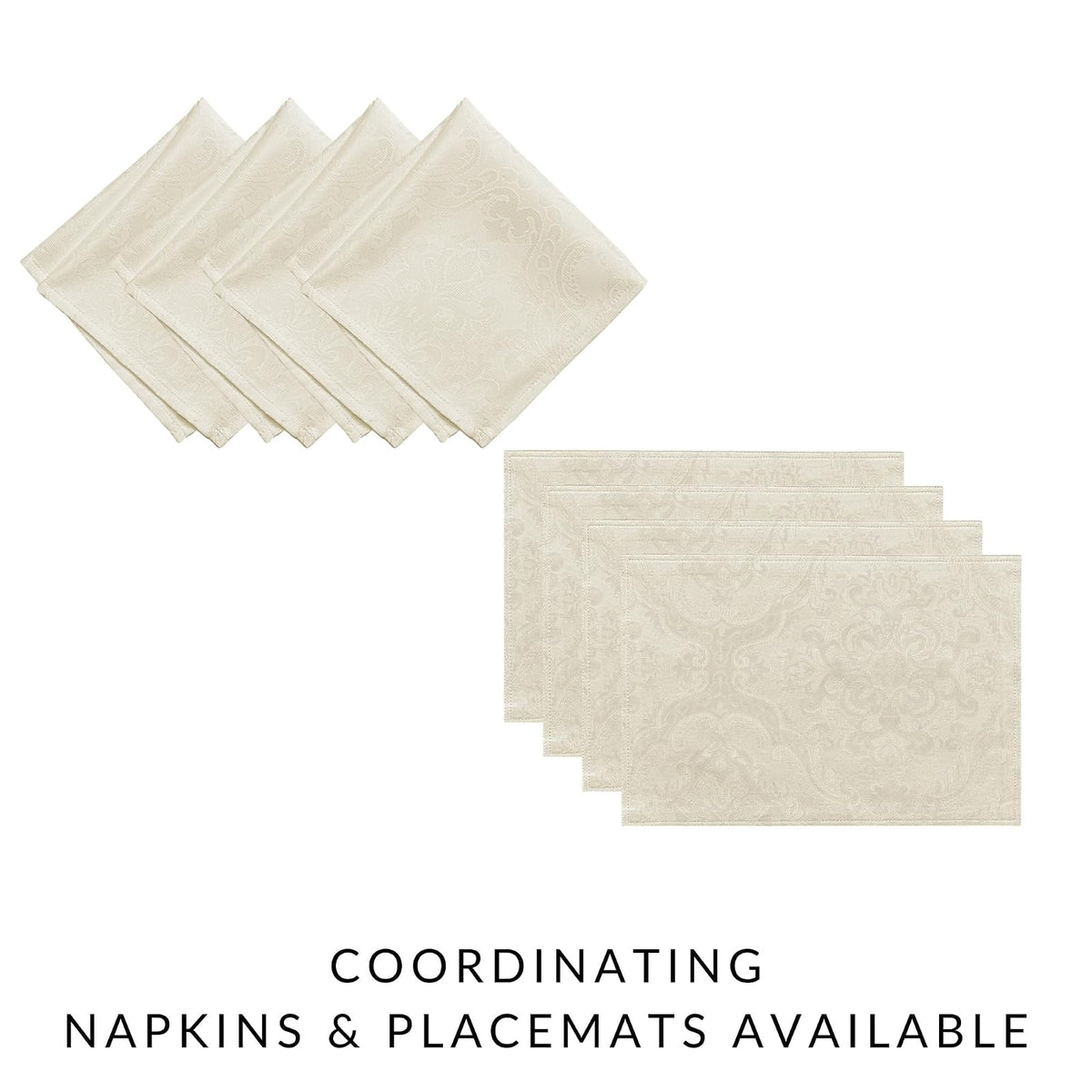 Elrene Home Fashions Caiden Elegance - Mantel de Tela de Damasco Impermeable, Resistente a Las Manchas y Arrugas, 60 x 120 Pulgadas, Rectangular/Rectangular, Marfil