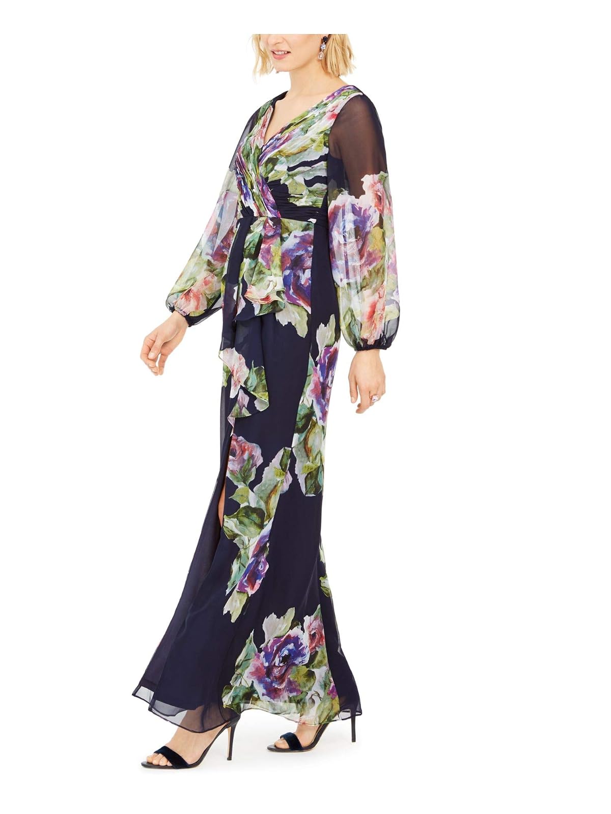 Adrianna Papell Women's Floral Printed Chiffon Gown