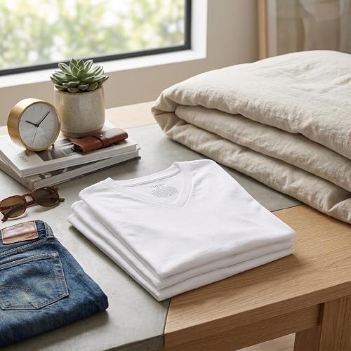 Hanes Playera Cuello V, Paquete de 3 piezas