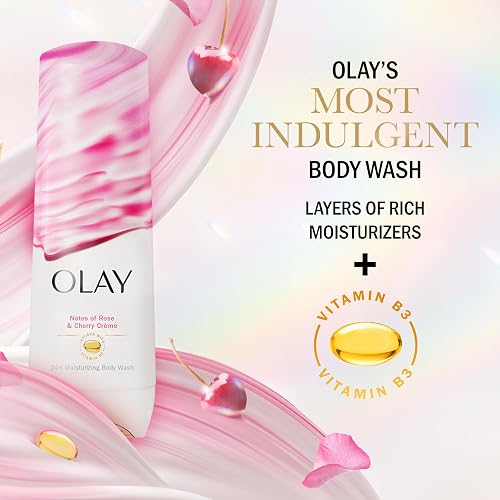 OLAY, Jabón Líquido Corporal, Hidratación con Vitamina B3, Notas de Rosa y Crema de Cereza, 591 ml