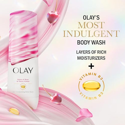 OLAY, Jabón Líquido Corporal, Hidratación con Vitamina B3, Notas de Rosa y Crema de Cereza, 591 ml