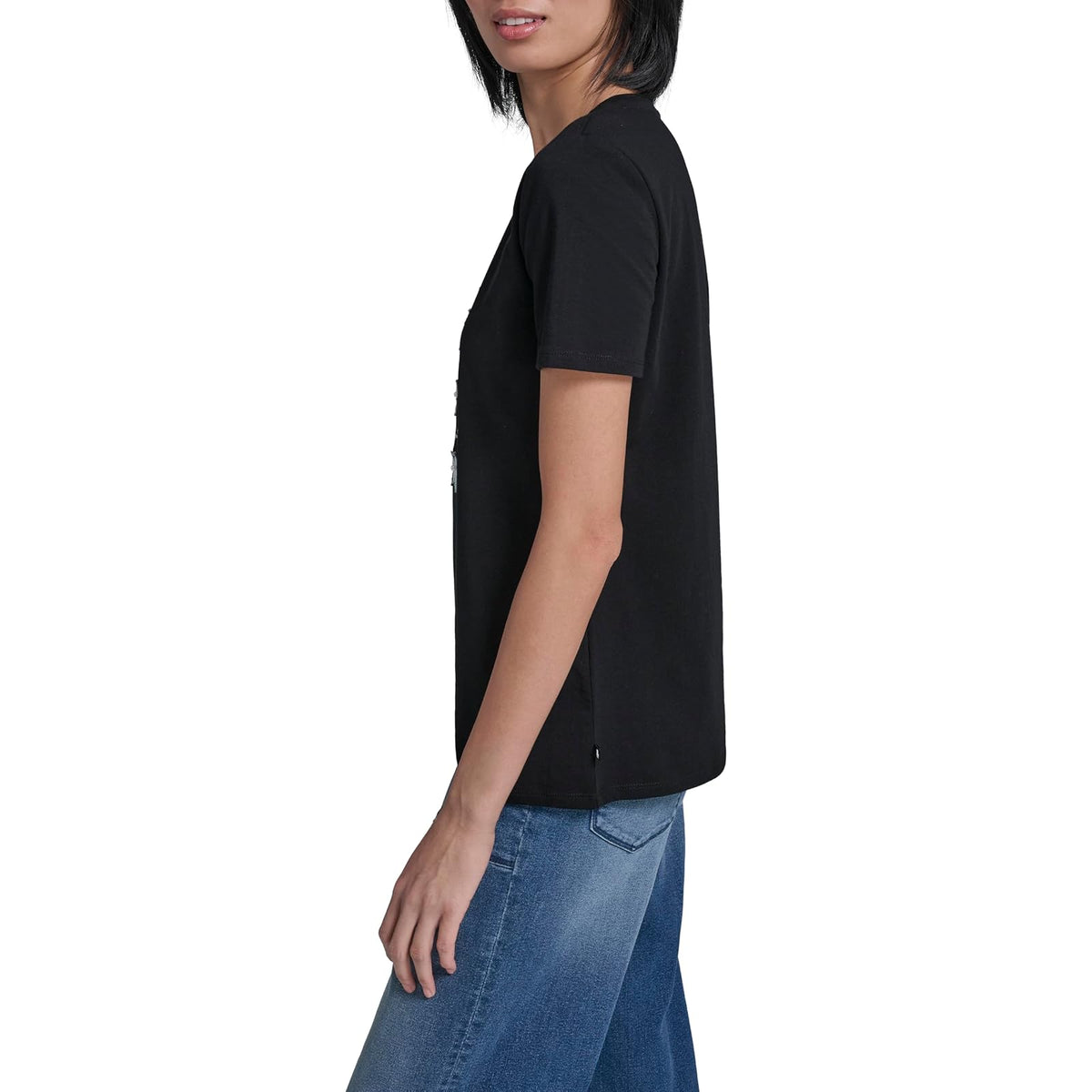 Karl Lagerfeld - Playera de Manga Corta con Cuello Redondo para Mujer