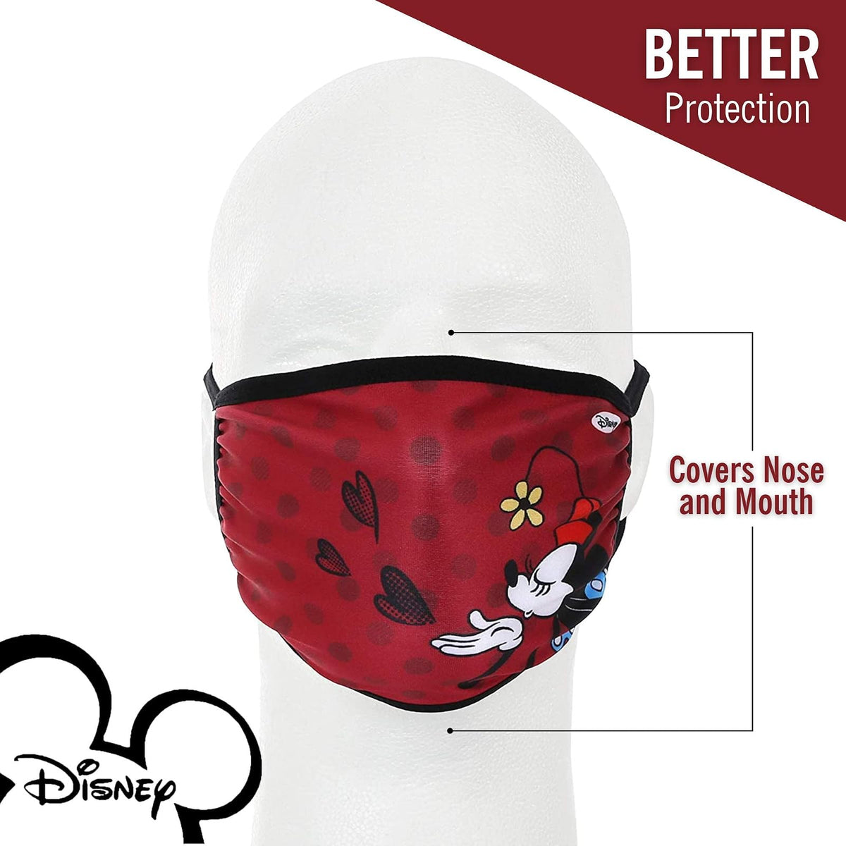 Disney Minnie Mouse - Máscara de lunares y besos fruncidos para adultos, Multi, 1 Count (Pack of 1)