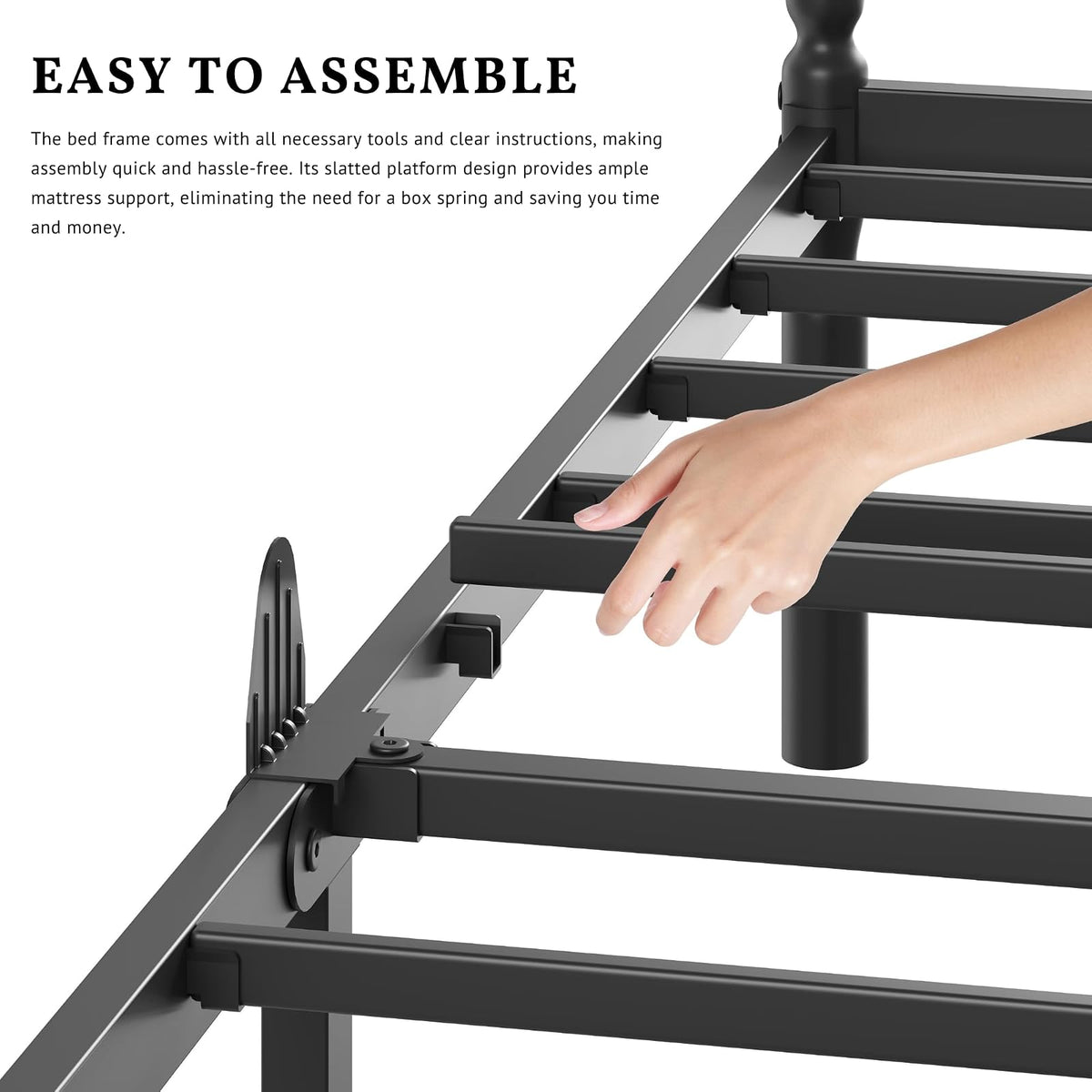 ZIYOO - Marco de Cama de Plataforma de Metal tamaño King de 14 Pulgadas con Estilo clásico, tapón Deslizante de colchón, Listones de Acero Resistentes de 1500 Libras, no Necesita somier, sin Ruido