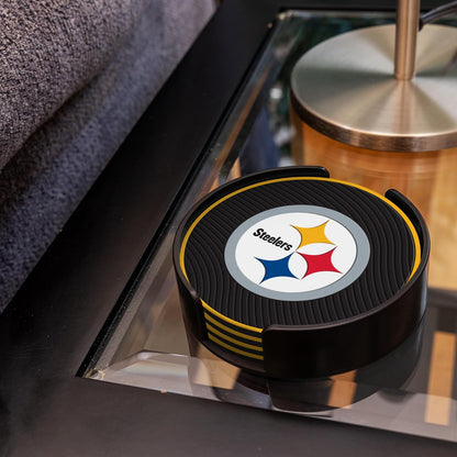 Rico Industries NFL Football Pittsburgh Steelers Classic Favorites: Juego de Posavasos de PVC (Paquete de 4)