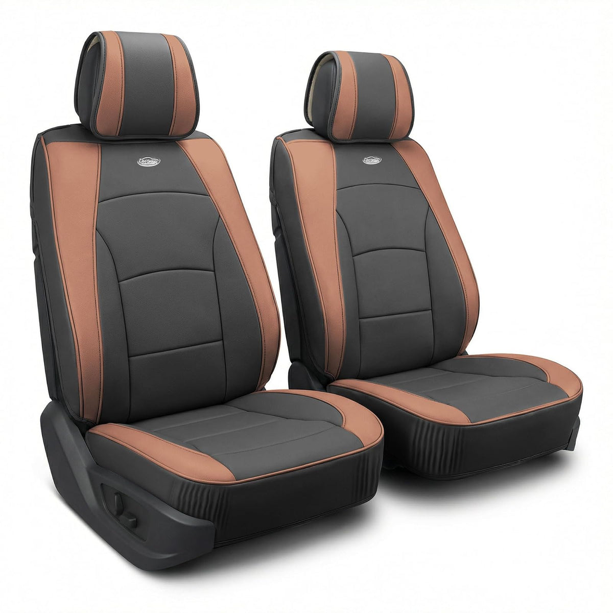 FH Group - Juego de 2 Fundas de Asiento para Automóvil, Camiones, SUV, Piel sintética, Impermeable, Protector de Asiento de Automóvil, Ajuste Universal, Color café