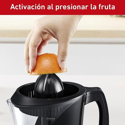 T-FAL Exprimidor de Jugo Power Press | 2 conos removibles y una jarra de 1L, 40 W de potencia, una gran opción para hacer jugos, Negro. ZP200855