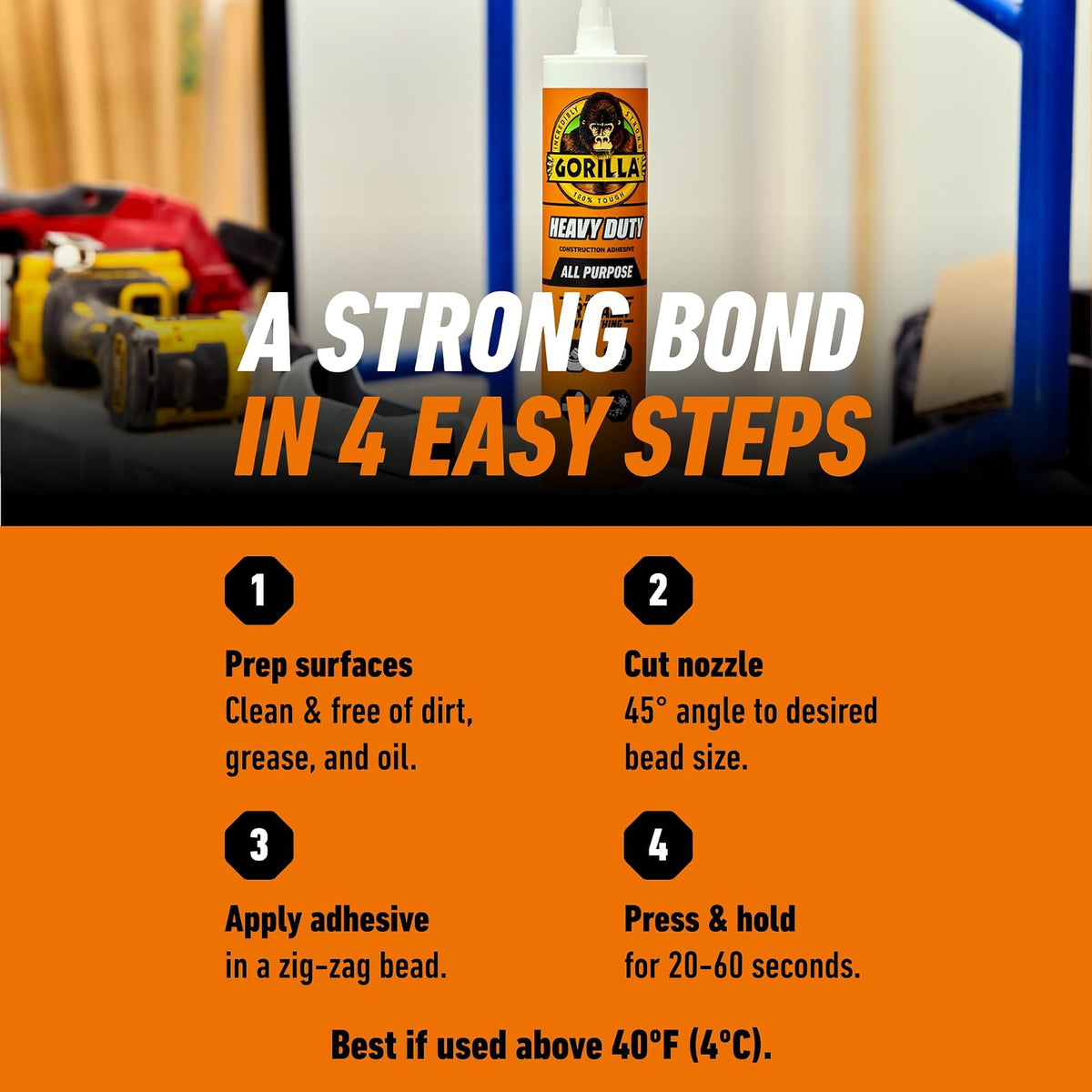 Gorilla Glue 8010001 9 oz Construction Adhesive, White