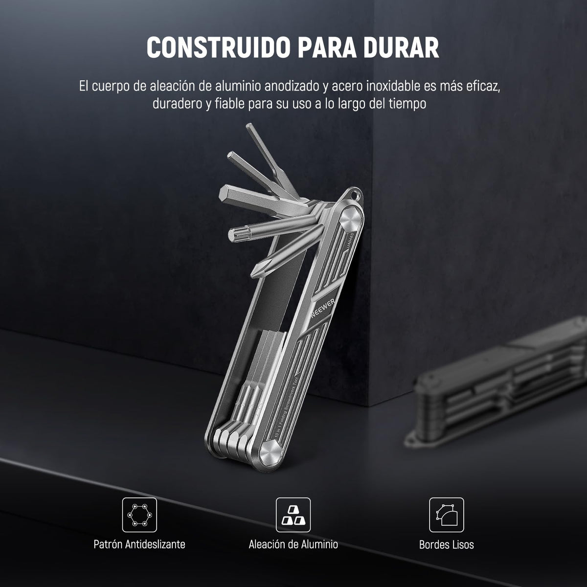 NEEWER Juego Herramientas Destornillador Plegable 10 en 1: 4 Destornillador, 6 Llave Hexagonal, Herramienta Bolsillo Compatible con SmallRig Camera Cage Rig Top Handle Tripod QR Plate, UA048S Platero