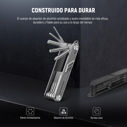 NEEWER Juego Herramientas Destornillador Plegable 10 en 1: 4 Destornillador, 6 Llave Hexagonal, Herramienta Bolsillo Compatible con SmallRig Camera Cage Rig Top Handle Tripod QR Plate, UA048S Platero