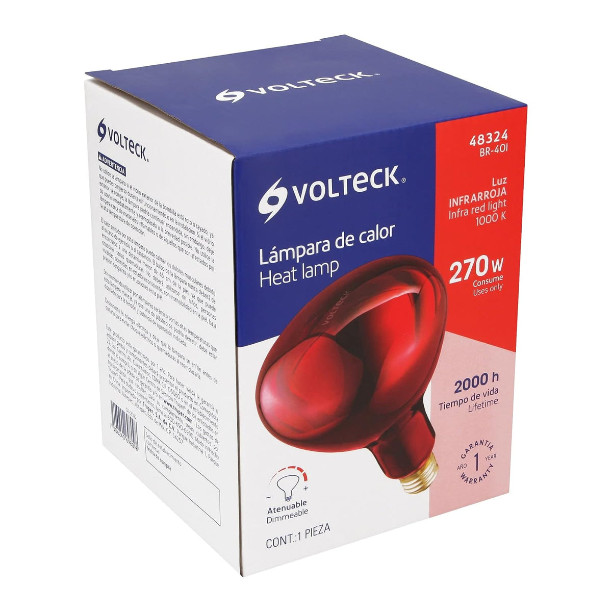 Volteck BR-40I, Lámpara BR-40 270 W tipo reflector infrarrojo terapéutico