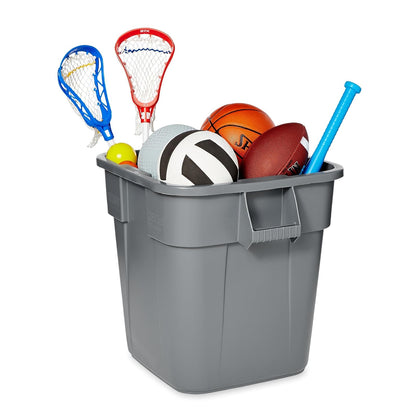 Rubbermaid Commercial Products BRUTE® – Contenedor Cuadrado para Recolección de Residuos con Manijas para Fácil Transporte, Bote que no se Oxida ni Decolora, Capacidad de 106 L, Gris FG352600GRAY