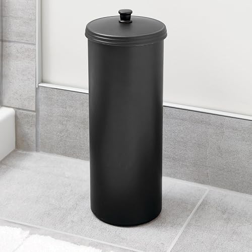 InterDesign 93397 Kent Free Standing Toilet Paper Holder Spare Roll Storage for Bathroom, Black