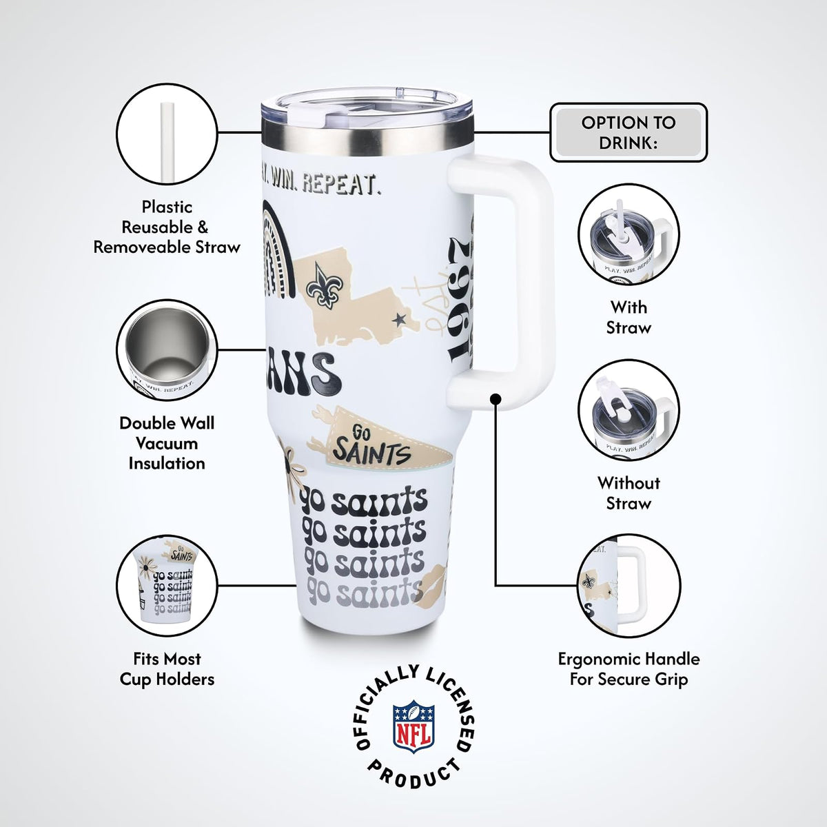 The Memory Company - Vaso de 40 onzas de Team Spirit Game Day