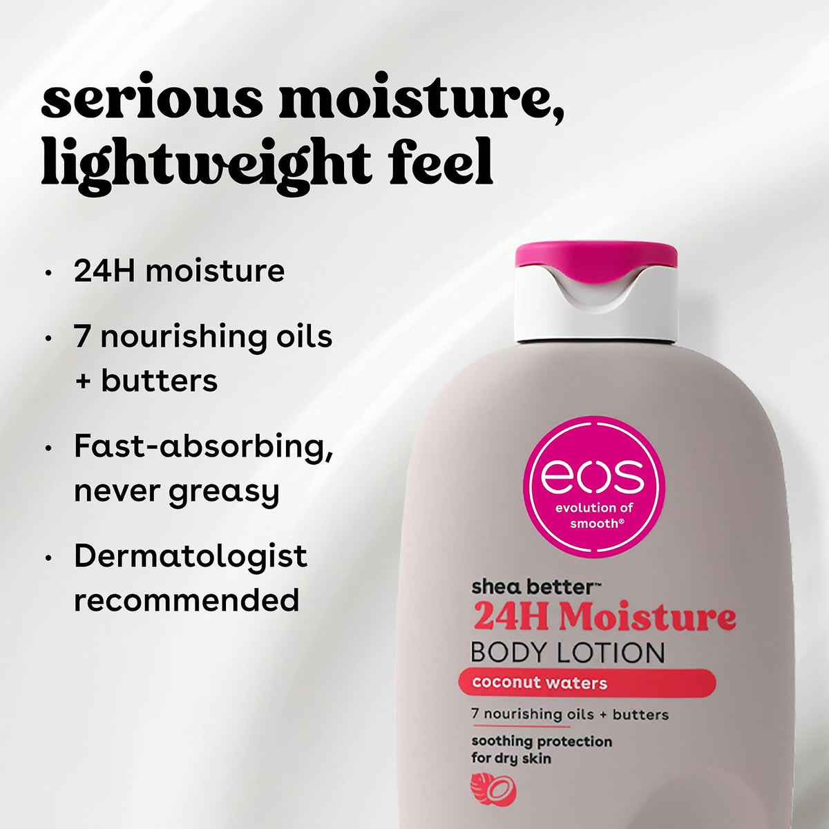 Eos Loción Corporal Shea Better - Coconut Waters | Hidratación 24H, Ligera y No Grasosa | Hecha con Karité Natural | Vegana | 16 Onzas Líquidas